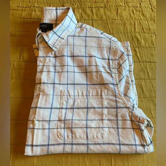 Men’s, Vince L-Sleeve Checked Button-Up, White. Size L - Picture 4 of 7